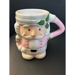 Christmas Mug Ceramic Nutcracker Mug With Pink & White Holiday Design Large